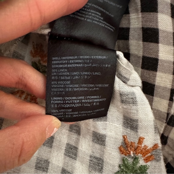 Farm Rio x Anthropologie Cottage Gingham Peter Pan Top Embroidered Pineapples - Picture 8 of 8